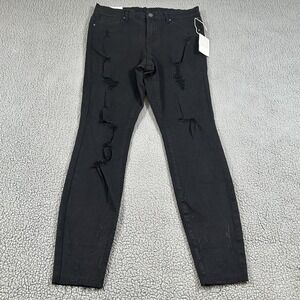 Grace & Lace Jeans Womens 16 Black High Rise Distressed Skinny Stretch Denim